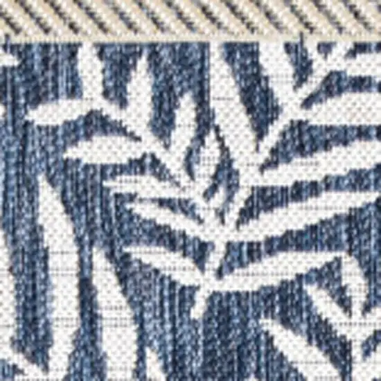 4' Navy Blue And Ivory Square Floral Indoor Outdoor Area Rug Photo 2