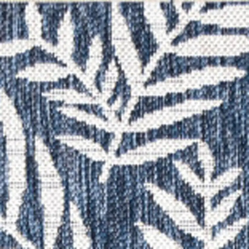 6' Navy Blue And Ivory Square Floral Indoor Outdoor Area Rug Photo 2