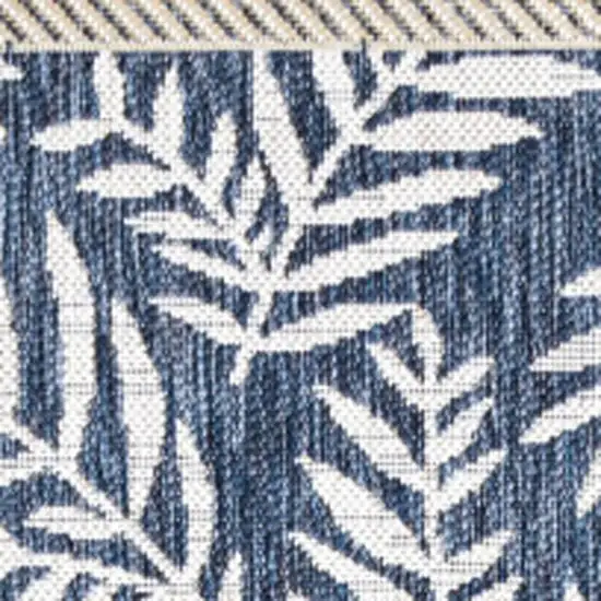 8' Navy Blue And Ivory Square Floral Indoor Outdoor Area Rug Photo 3