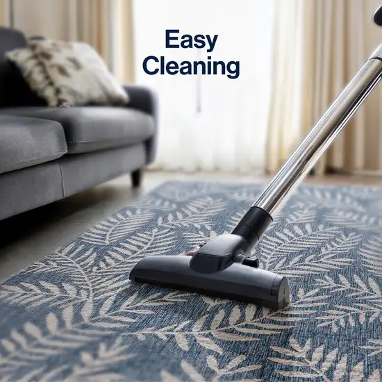 9' Navy Blue And Ivory Square Floral Indoor Outdoor Area Rug Photo 5