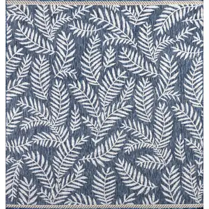 Photo of 9' Navy Blue And Ivory Square Floral Indoor Outdoor Area Rug