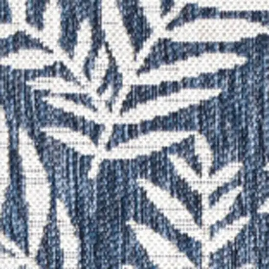 9' Navy Blue And Ivory Square Floral Indoor Outdoor Area Rug Photo 2