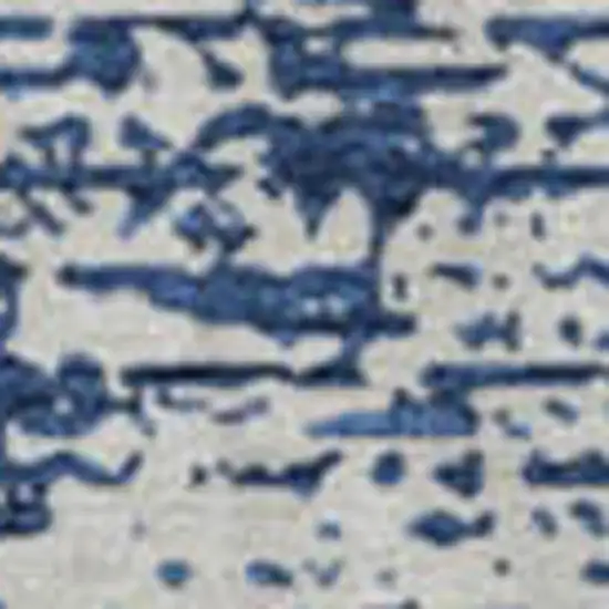 8' Navy Blue And Ivory Striped Washable Round Rug With UV Protection Photo 3