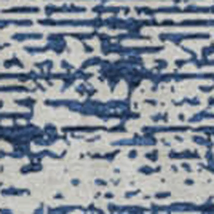 8' Navy Blue And Ivory Striped Washable Round Rug With UV Protection Photo 4