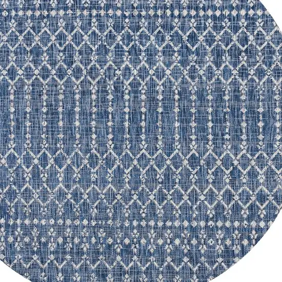 9' Navy Blue And Light Gray Round Trellis Indoor Outdoor Area Rug Photo 2