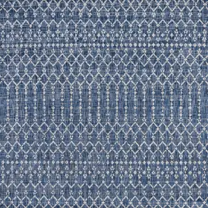 Photo of 3' Navy Blue And Light Gray Square Trellis Indoor Outdoor Area Rug