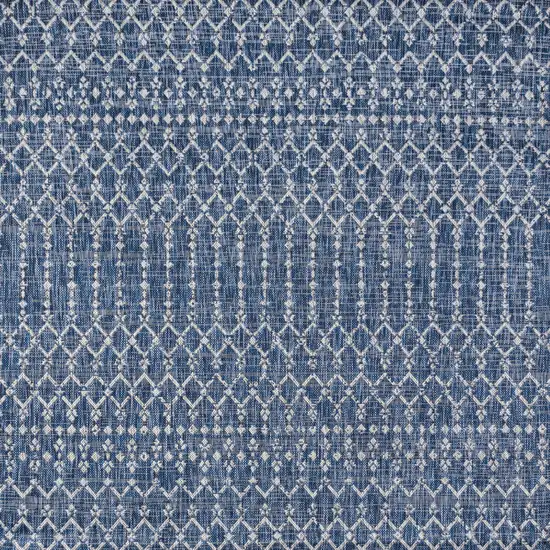 8' Navy Blue And Light Gray Square Trellis Indoor Outdoor Area Rug Photo 3