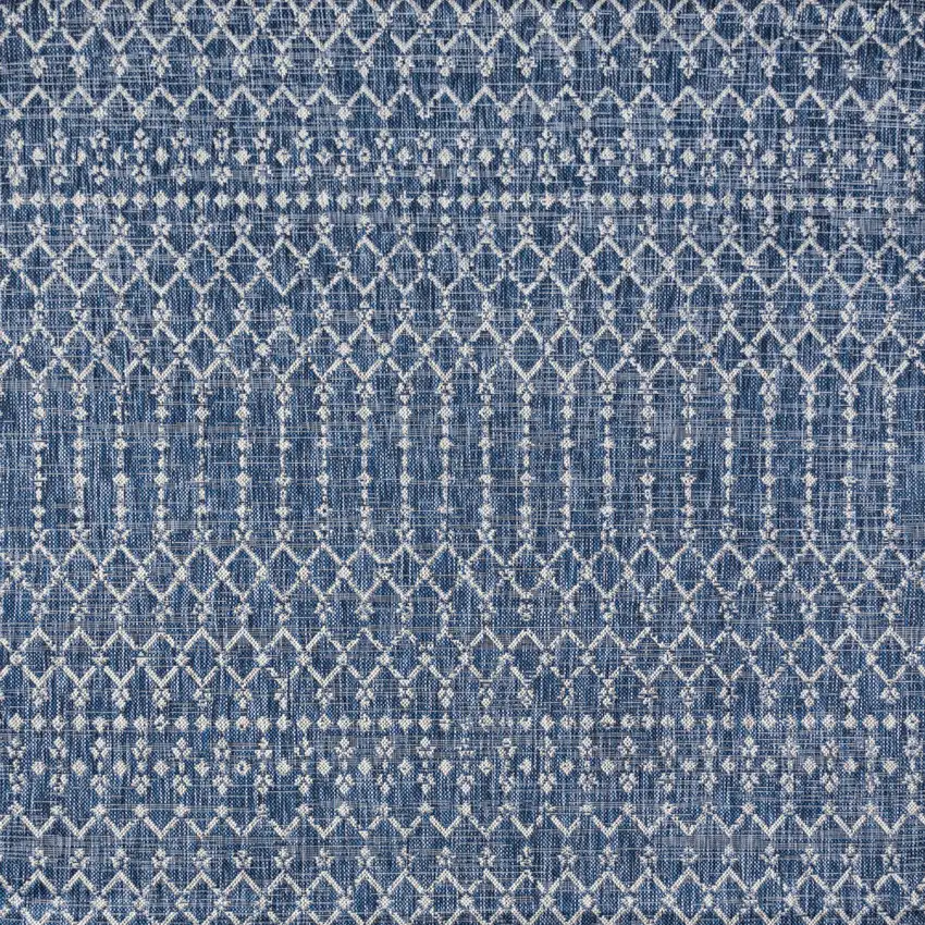 8' Navy Blue And Light Gray Square Trellis Indoor Outdoor Area Rug Photo 3