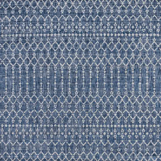 9' Navy Blue And Light Gray Square Trellis Indoor Outdoor Area Rug Photo 1