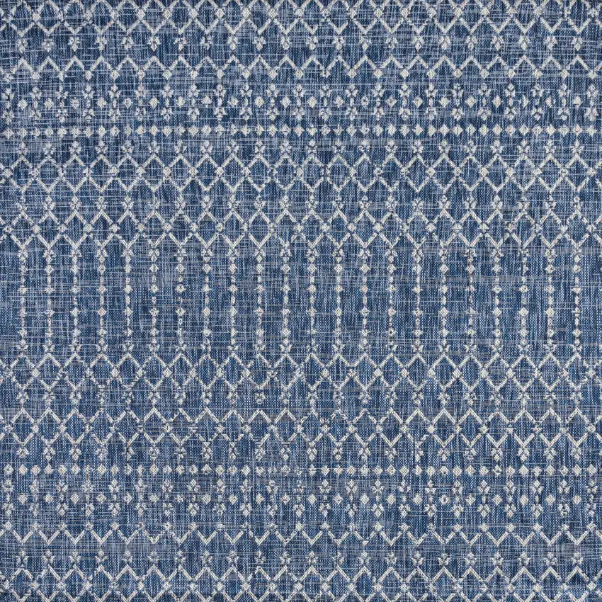 9' Navy Blue And Light Gray Square Trellis Indoor Outdoor Area Rug Photo 1