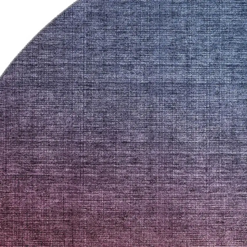 8' Navy Blue And Red Ombre Washable Round Rug With UV Protection Photo 3