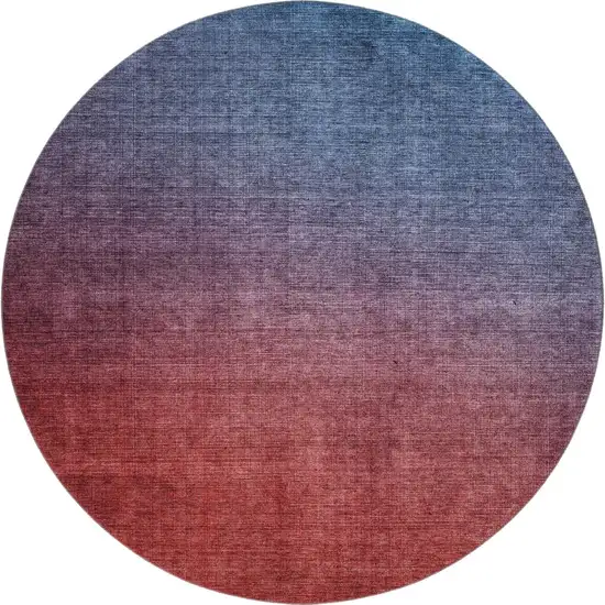 8' Navy Blue And Red Ombre Washable Round Rug With UV Protection Photo 1