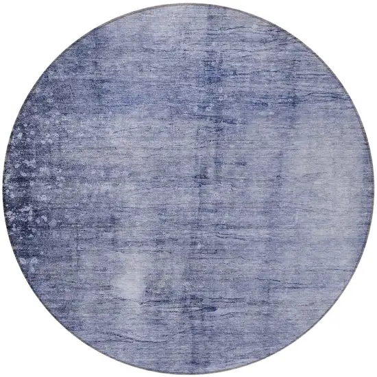 8' Navy Blue And Sky Blue Round Abstract Washable Indoor Outdoor Area Rug Photo 5