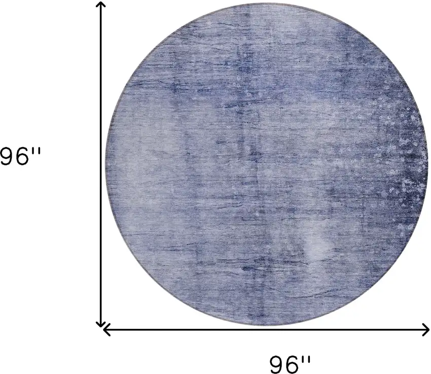8' Navy Blue And Sky Blue Round Abstract Washable Indoor Outdoor Area Rug Photo 3