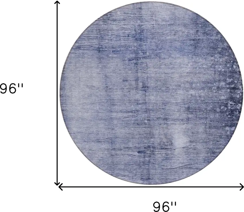 8' Navy Blue And Sky Blue Round Abstract Washable Indoor Outdoor Area Rug Photo 3