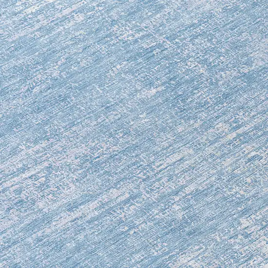 8' Navy Blue And Sky Blue Round Abstract Washable Indoor Outdoor Area Rug Photo 7