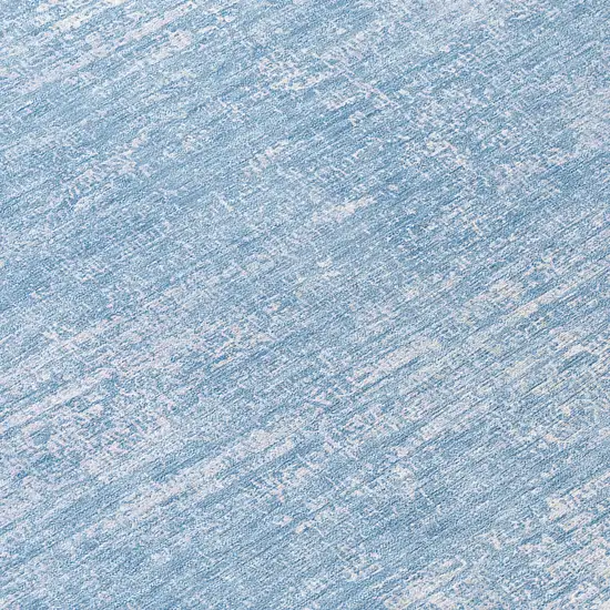 8' Navy Blue And Sky Blue Round Abstract Washable Indoor Outdoor Area Rug Photo 7