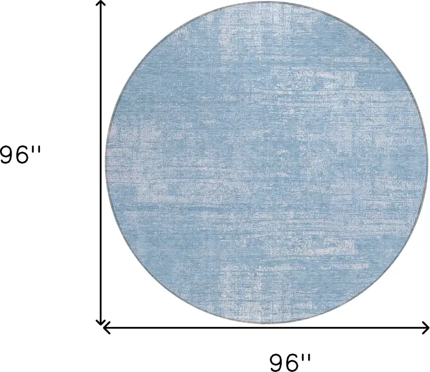 8' Navy Blue And Sky Blue Round Abstract Washable Indoor Outdoor Area Rug Photo 3