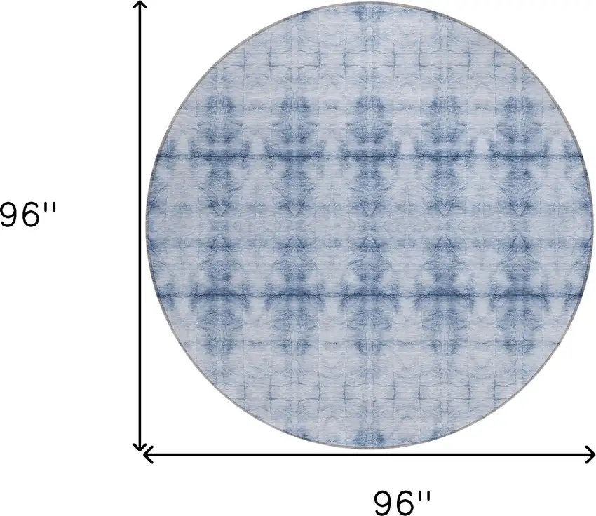 8' Navy Blue And Sky Blue Round Geometric Washable Indoor Outdoor Area Rug Photo 3