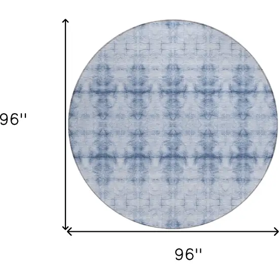 8' Navy Blue And Sky Blue Round Geometric Washable Indoor Outdoor Area Rug Photo 3