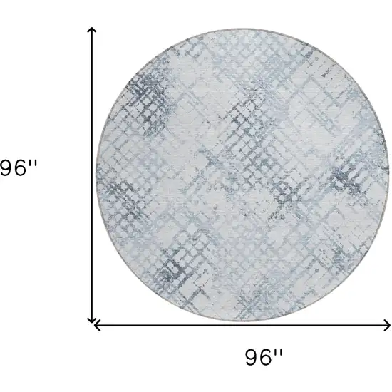 8' Navy Blue And Sky Blue Round Geometric Washable Indoor Outdoor Area Rug Photo 3