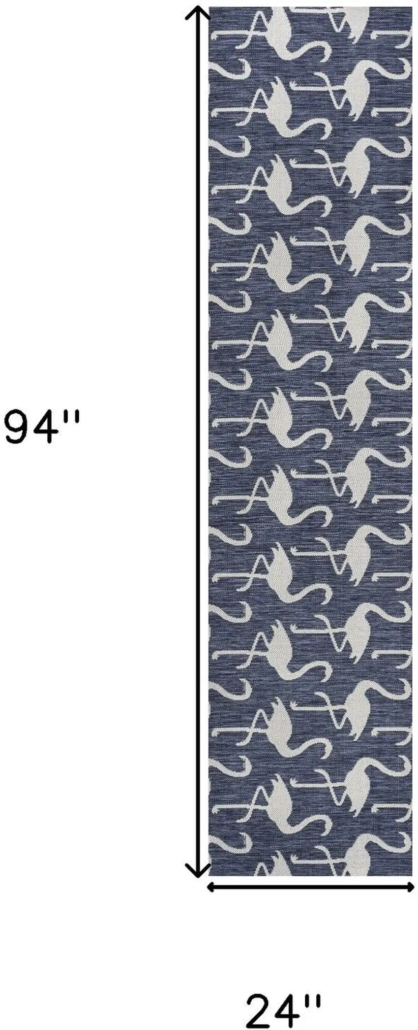 8' Navy Blue And White Animal Print Indoor Outdoor Runner Rug Photo 7