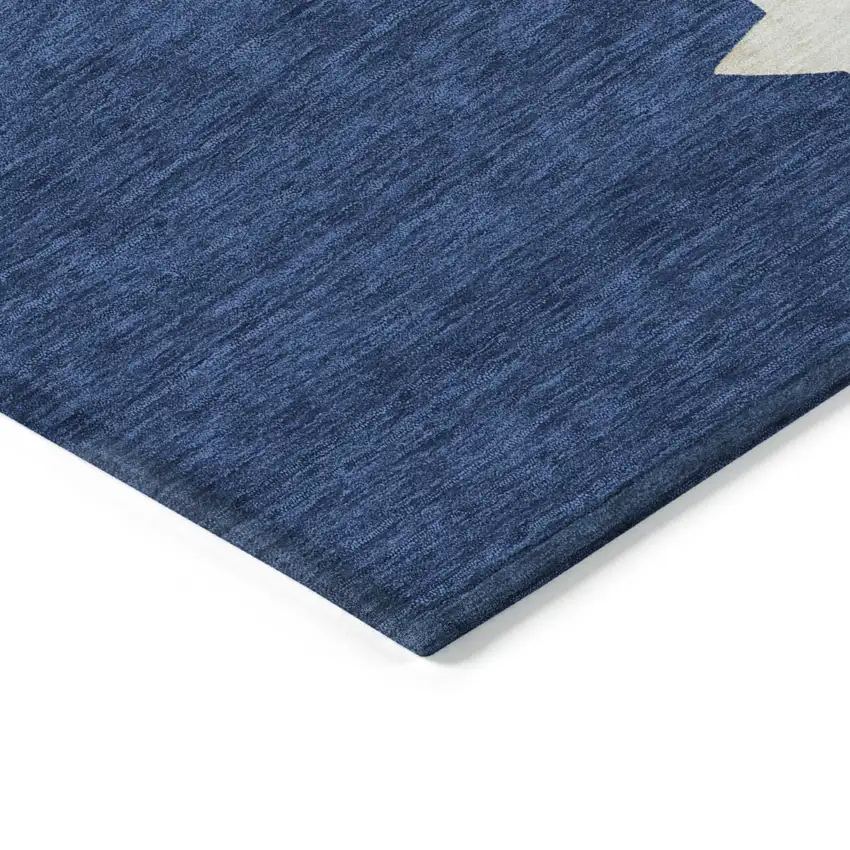 8' Navy Blue Beige Ivory And Taupe Round Presents Washable Indoor Outdoor Area Rug Photo 7