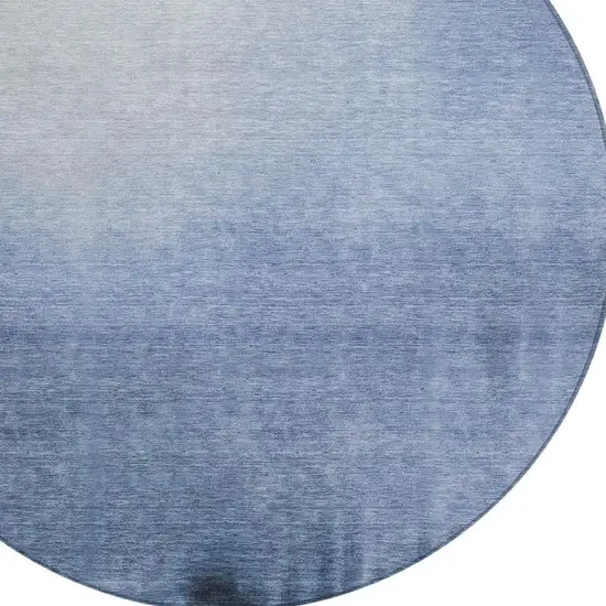 8' Navy Blue Charcoal And Sky Blue Round Abstract Washable Indoor Outdoor Area Rug Photo 2
