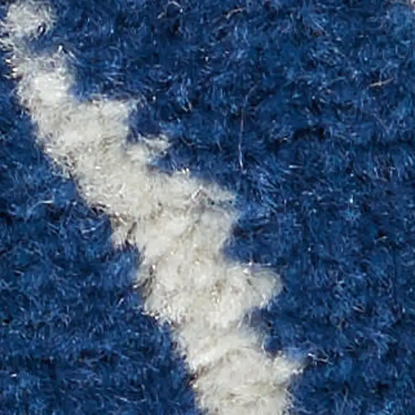 10' Navy Blue Floral Power Loom Runner Rug Photo 1