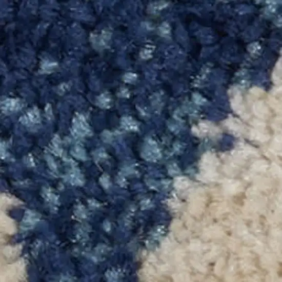 7' Navy Blue Floral Runner Rug Photo 2