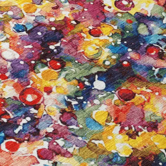 8' Navy Blue Gold Red And Purple Round Abstract Washable Indoor Outdoor Area Rug Photo 8