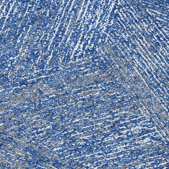 8' Navy Blue Gray And Ivory Round Abstract Washable Indoor Outdoor Area Rug Photo 8