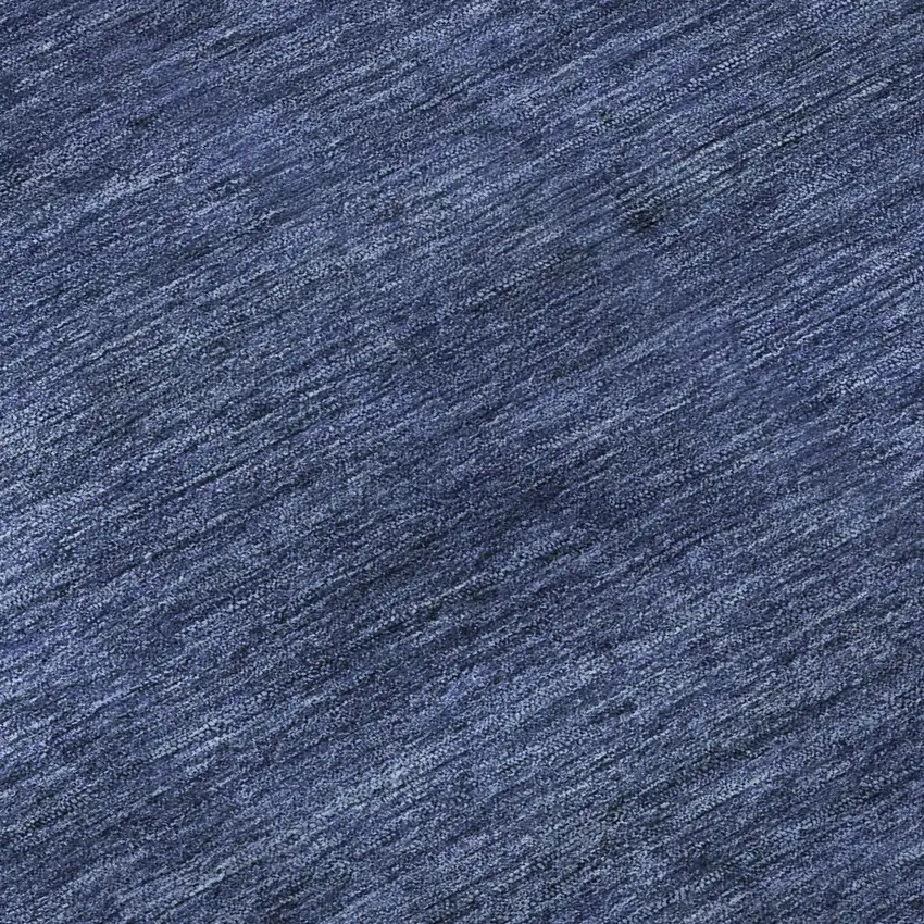 8' Navy Blue Ivory And Gray Striped Washable Round Rug With UV Protection Photo 7