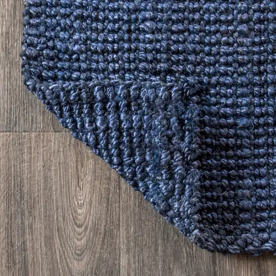 14' Navy Blue Jute Handmade Runner Rug Photo 8