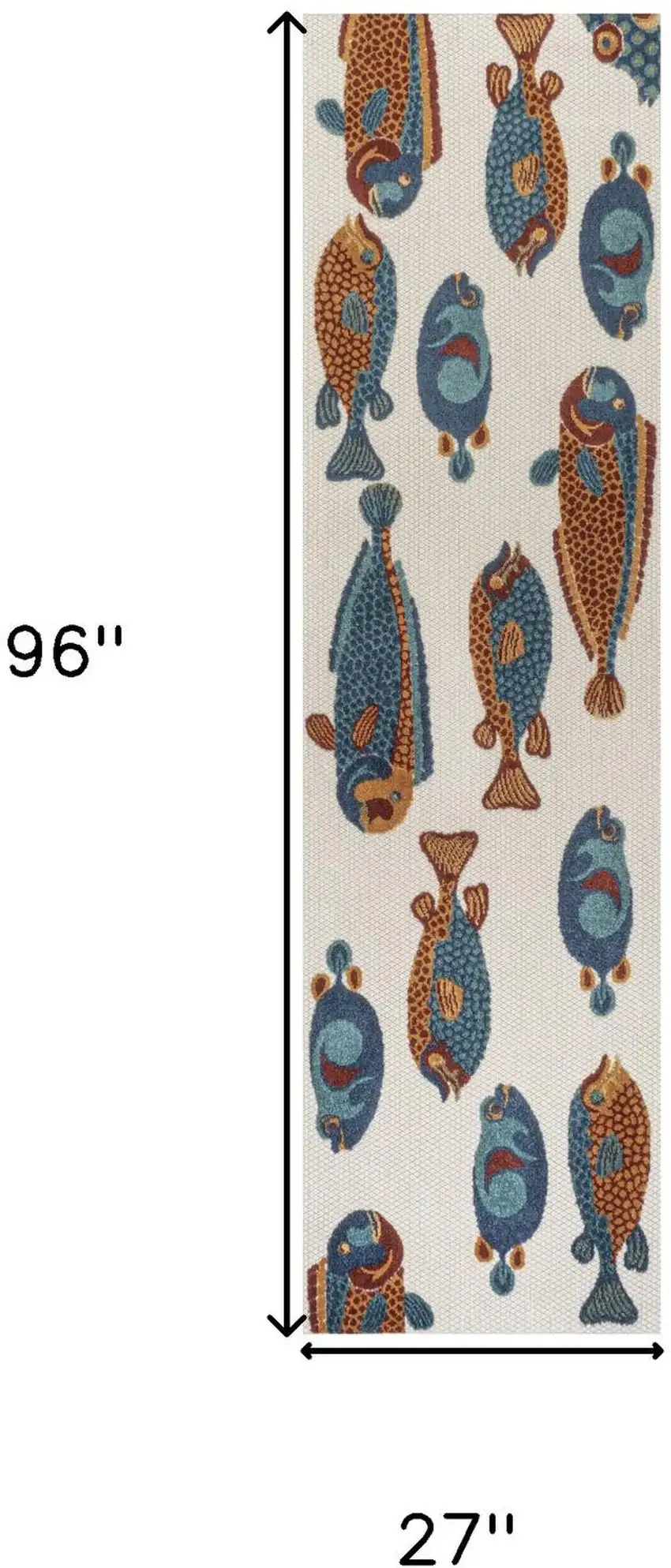 8' Navy Blue Orange And Cream Animal Print Indoor Outdoor Runner Rug Photo 3