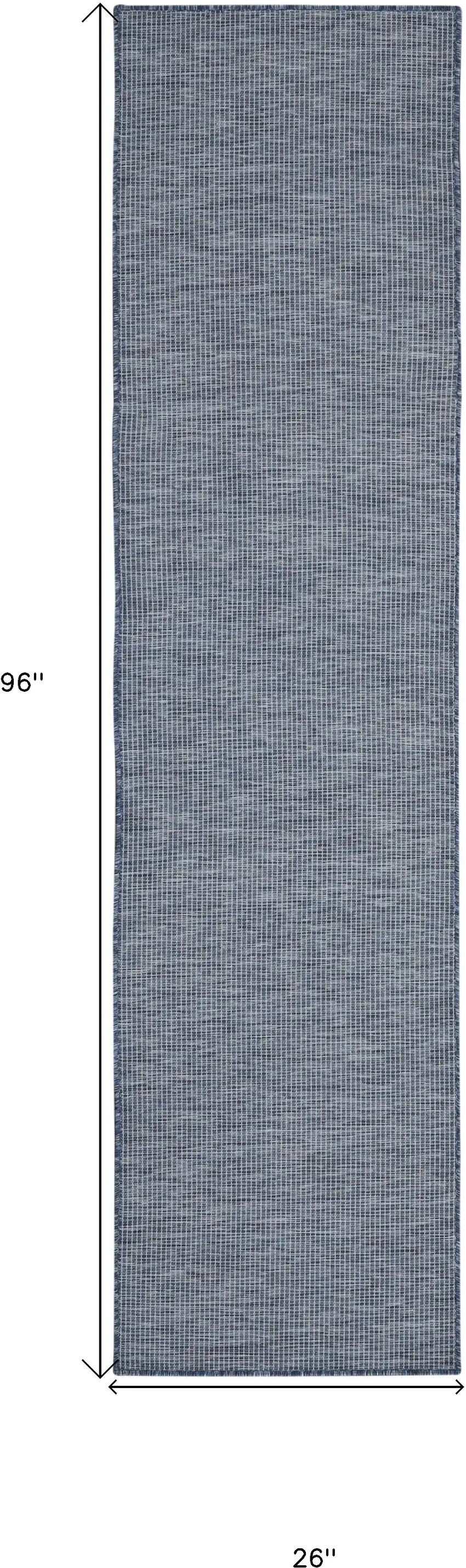 8' Navy Blue Power Loom Runner Rug Photo 6