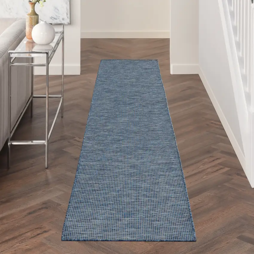 12' Navy Blue Power Loom Runner Rug Photo 5
