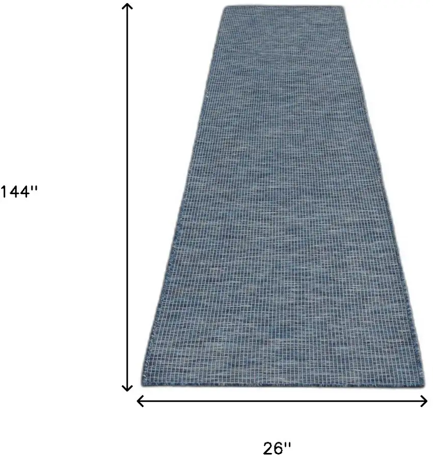 12' Navy Blue Power Loom Runner Rug Photo 7