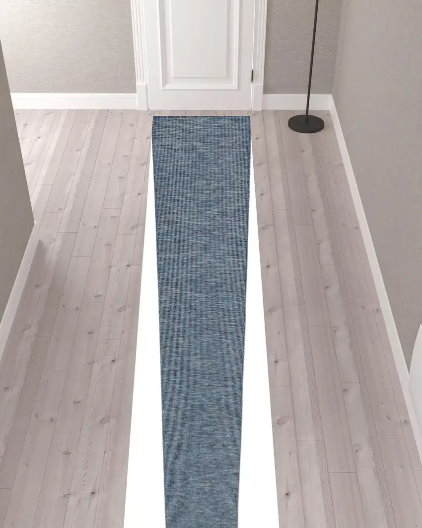 12' Navy Blue Power Loom Runner Rug Photo 3