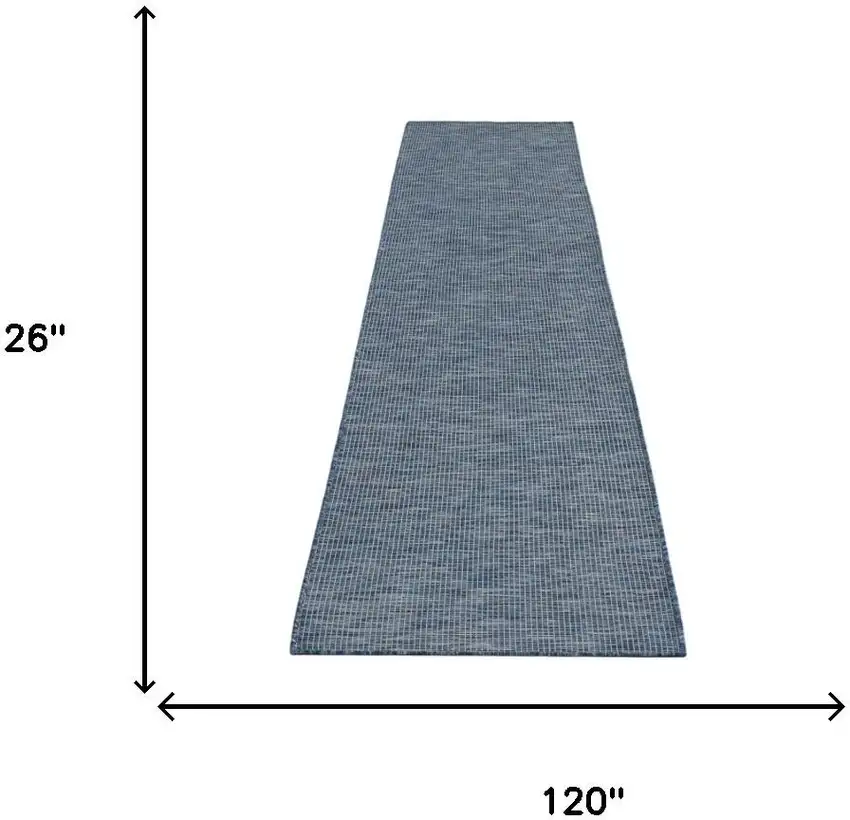 10' Navy Blue Power Loom Runner Rug Photo 3