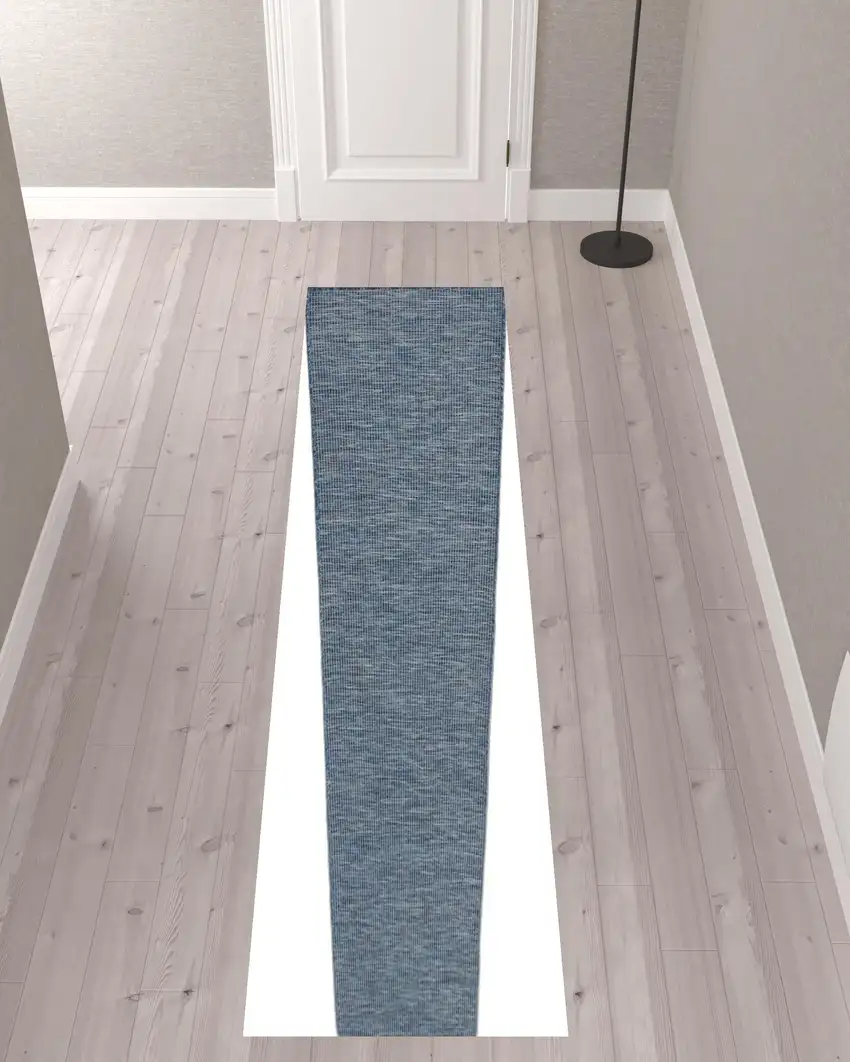 10' Navy Blue Power Loom Runner Rug Photo 2