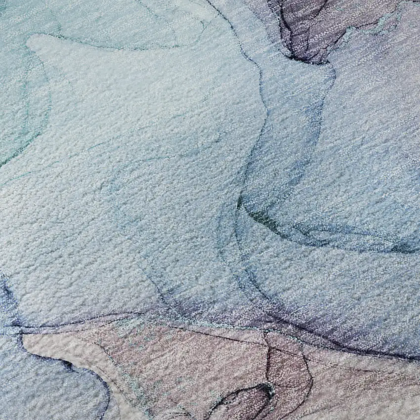 8' Navy Blue Purple And Gray Abstract Washable Round Rug With UV Protection Photo 9