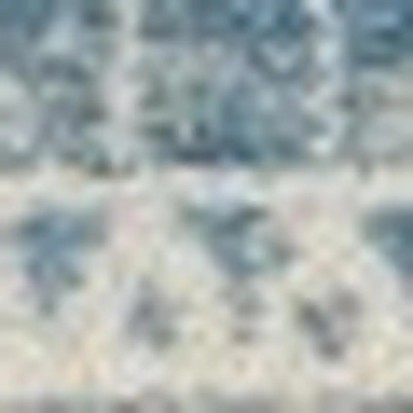 8' Navy Blue Round Floral Power Loom Area Rug Photo 3