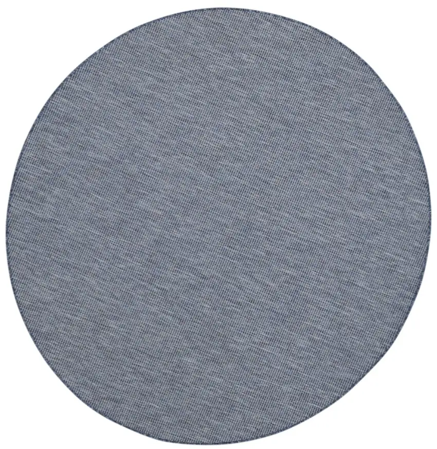8' Navy Blue Round Power Loom Area Rug Photo 2