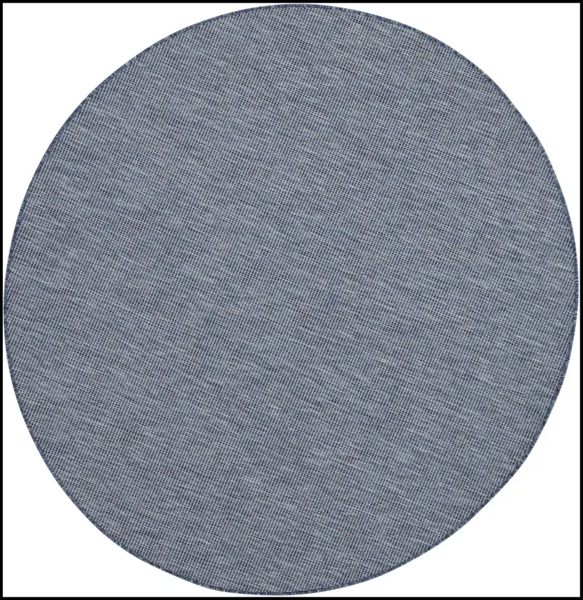 8' Navy Blue Round Power Loom Area Rug Photo 3