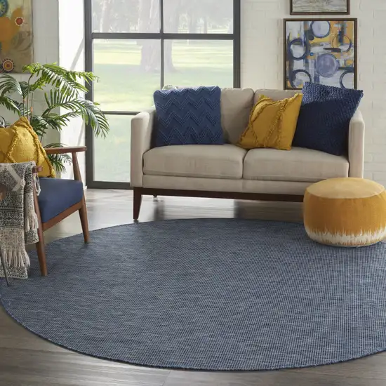 8' Navy Blue Round Power Loom Area Rug Photo 4