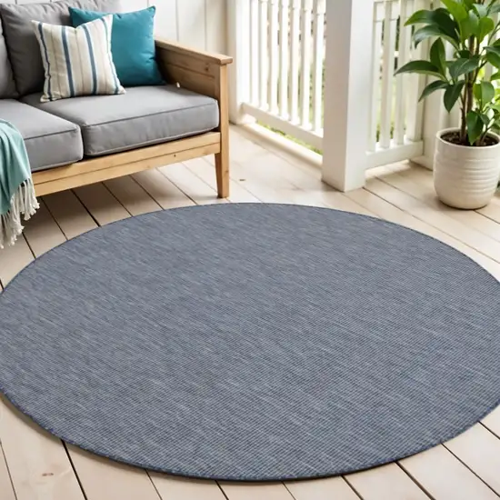 6' Navy Blue Round Power Loom Area Rug Photo 1
