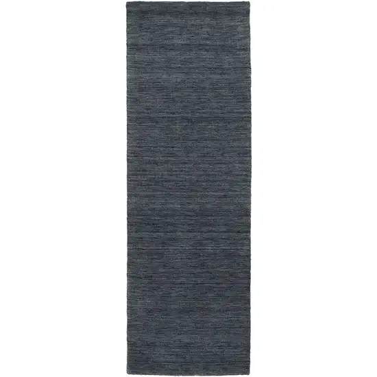 8' Navy Blue Wool Hand Tufted Runner Rug Photo 2