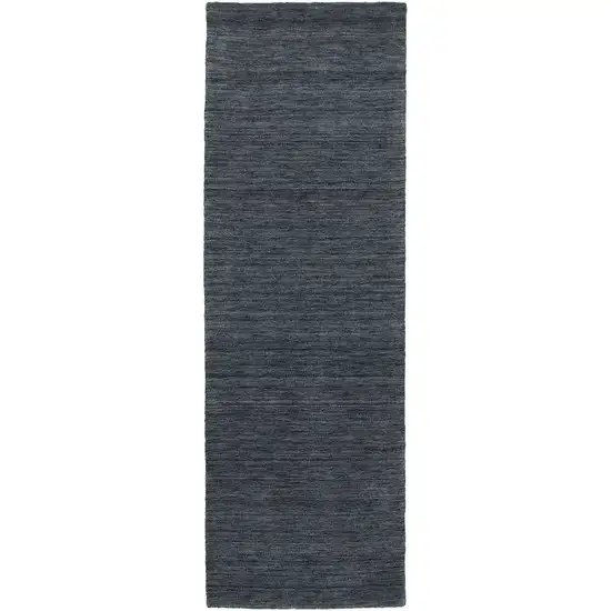 8' Navy Blue Wool Hand Tufted Runner Rug Photo 5