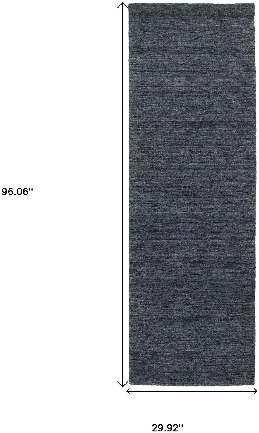 8' Navy Blue Wool Hand Tufted Runner Rug Photo 3